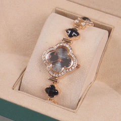 Womans Rosegold Chain Watch with Black Dial