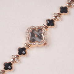 Womans Rosegold Chain Watch with Black Dial