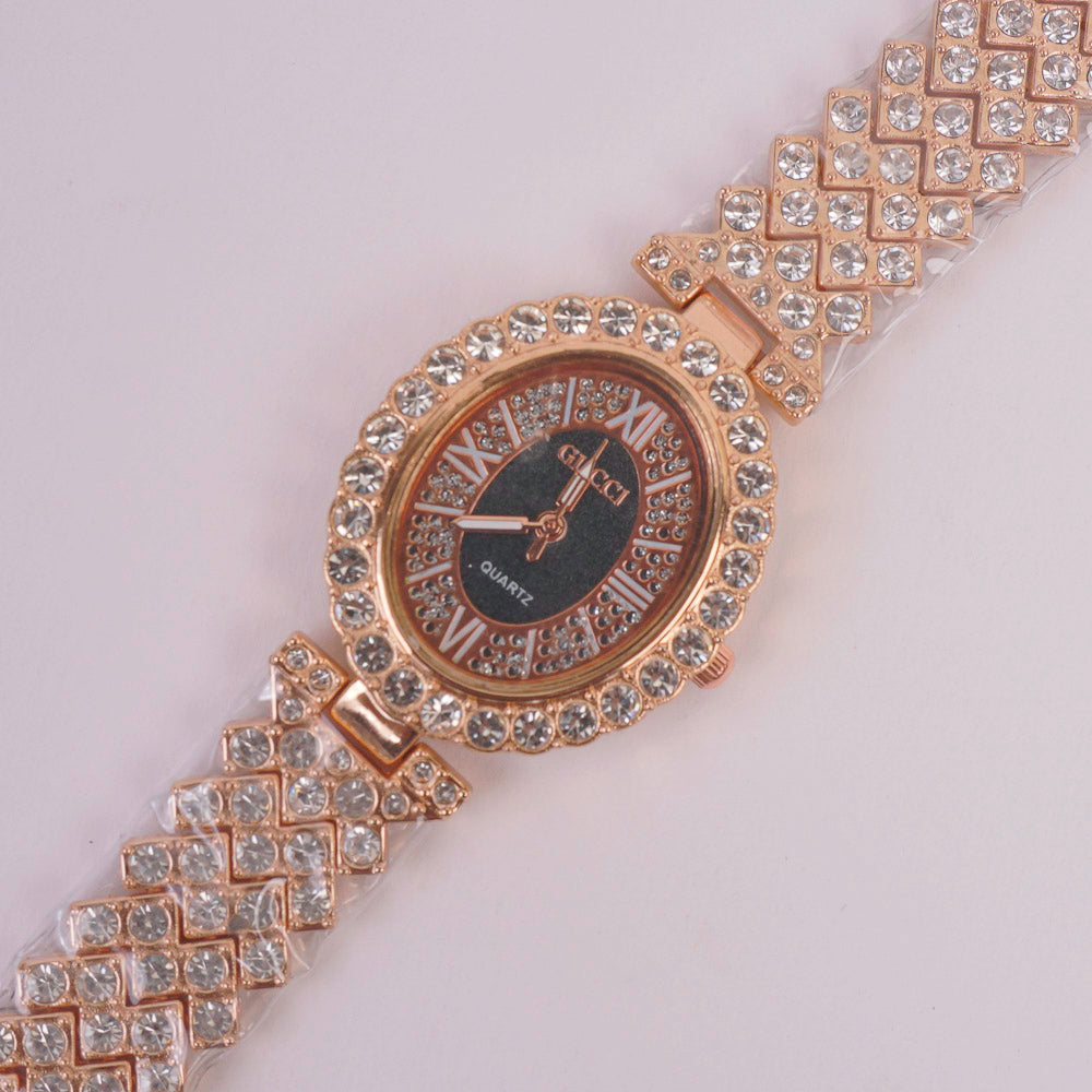 Woman Chain Watch Rosegold Black