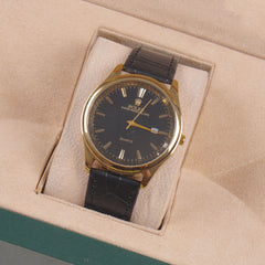 Man's Wrist Watch Golden with Black Straps