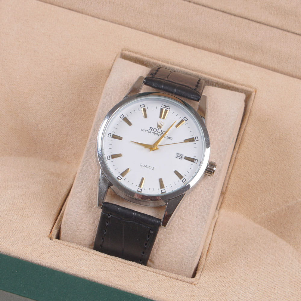 Man's Wrist Watch Silver with Black Straps