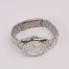 Mens Silver Chain Wrist Watch White Dial