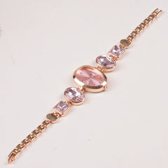 Womans Rosegold Chain Watch with Pink Dial