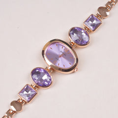 Womans Rosegold Chain Watch with Purple Dial