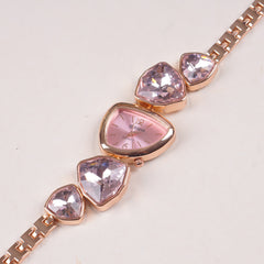 Womans Rosegold Chain Watch with Pink Dial