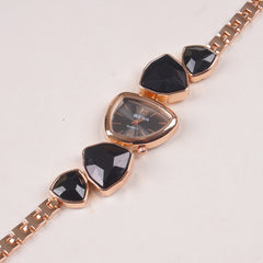 Womans Rosegold Chain Watch with Black Dial