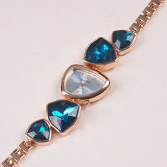 Womans Rosegold Chain Watch with Cyan Dial
