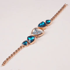 Womans Rosegold Chain Watch with Cyan Dial