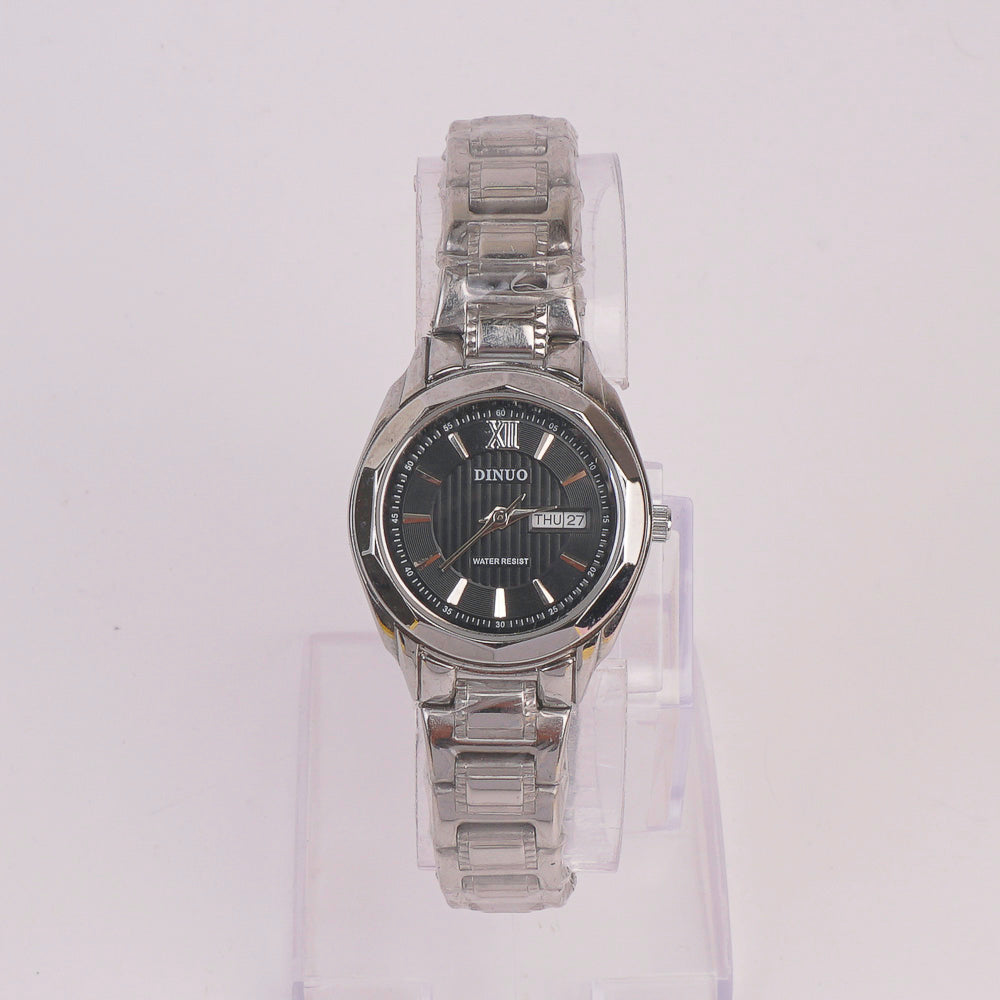 Women Chain Watch Silver Black