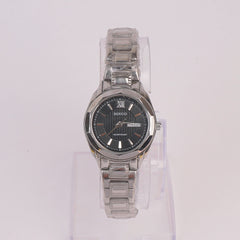 Women Chain Watch Silver Black