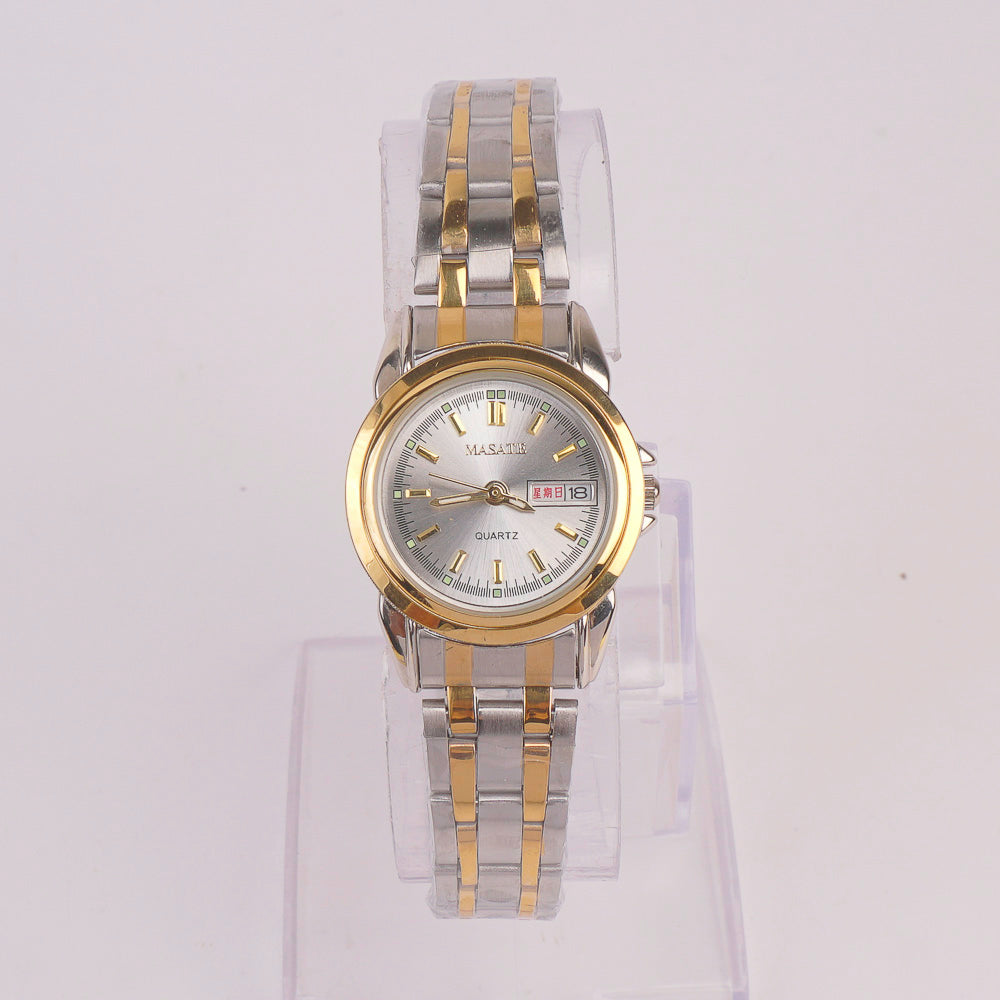 Two Tone Women Chain Watch Silver Golden