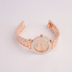 Women Chain Watch Rose gold with White & Rose Dial DR