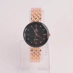 Women Chain Watch Rosegold with Black Dial C&K