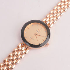 Women Chain Watch Rosegold with Black & Rose Dial C&K