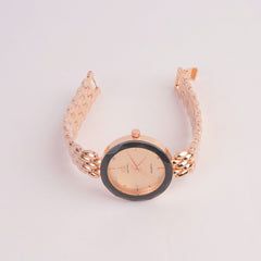 Women Chain Watch Rosegold with Black & Rose Dial C&K