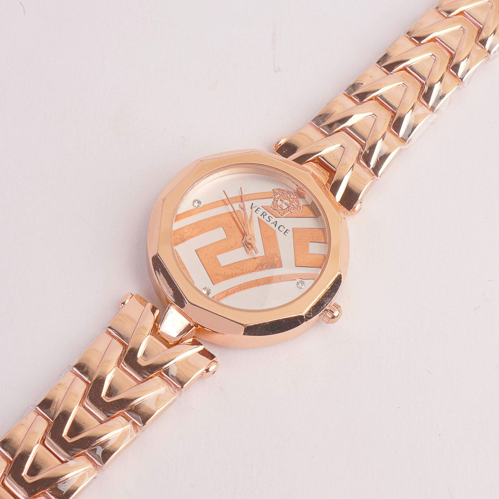 Women Chain Watch Rosegold with Rose & White Dial VCE