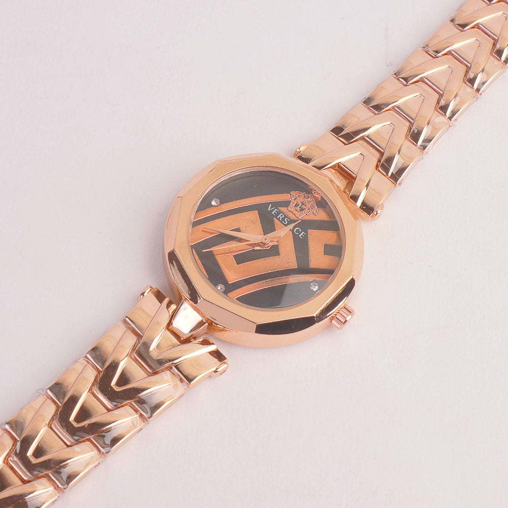Women Chain Watch Rosegold with Rose & Black Dial VCE