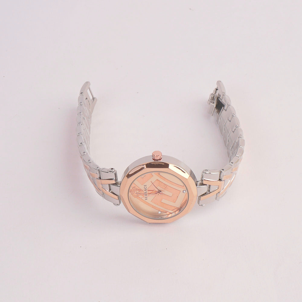 Women Chain Watch Twotone with Rose Dial VCE