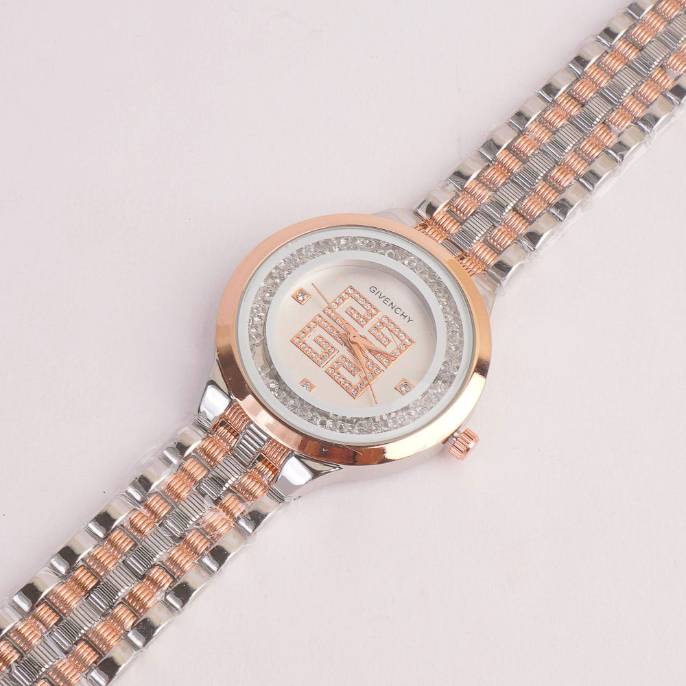 Women Chain Watch Twotone with Rose & Silver Dial GY
