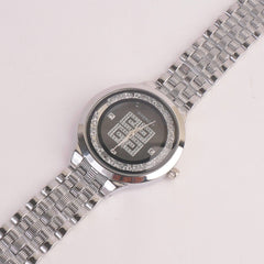 Women Chain Watch Silver with Black Dial GY