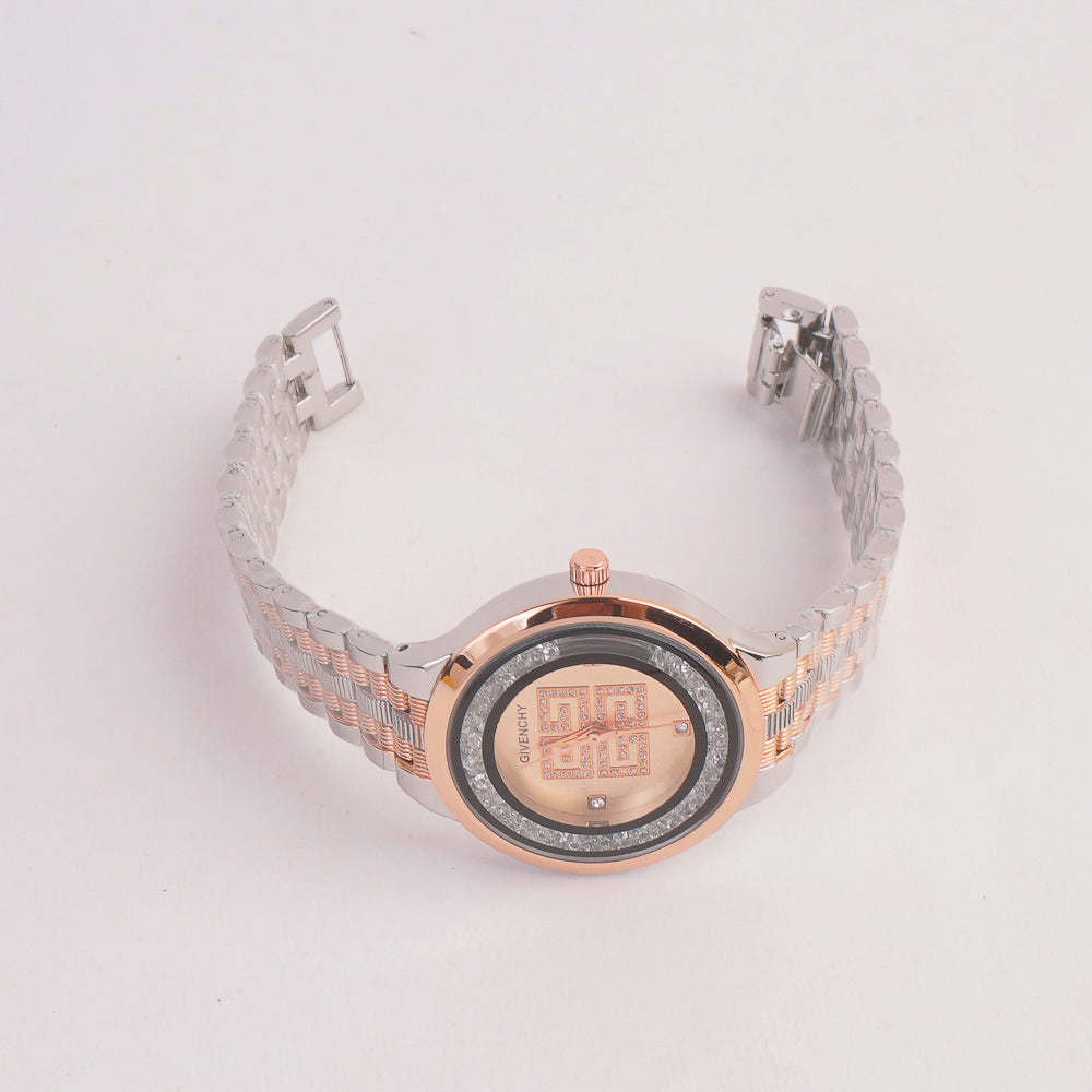 Women Chain Watch Twotone with Rose & Black Dial GY