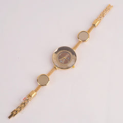 Women's Stylish Pipe Golden Chain Watch Brown Dial