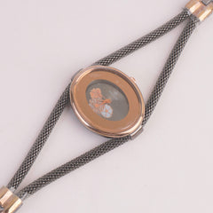 Women's Stylish Pipe Black Chain Watch  Brown & Black Dial