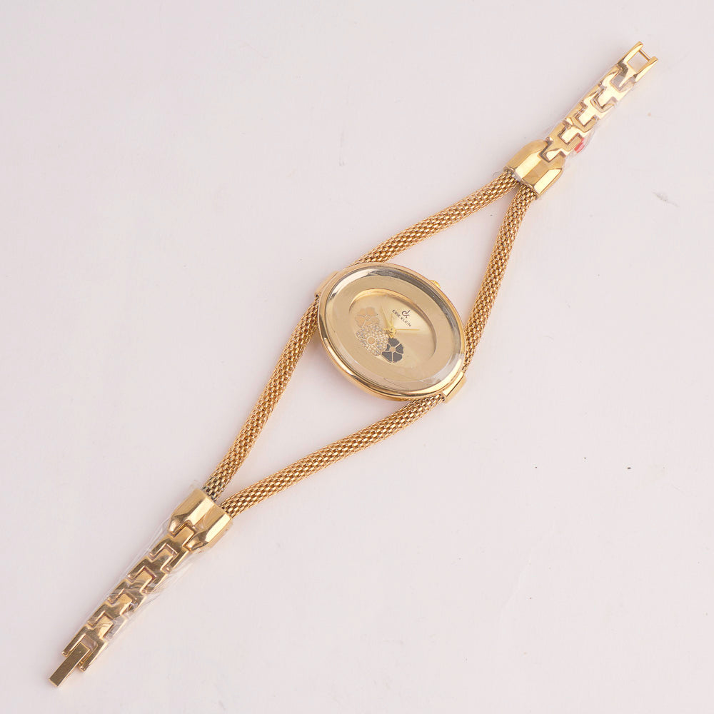 Women's Stylish Pipe Chain Watch Golden with Golden Dial
