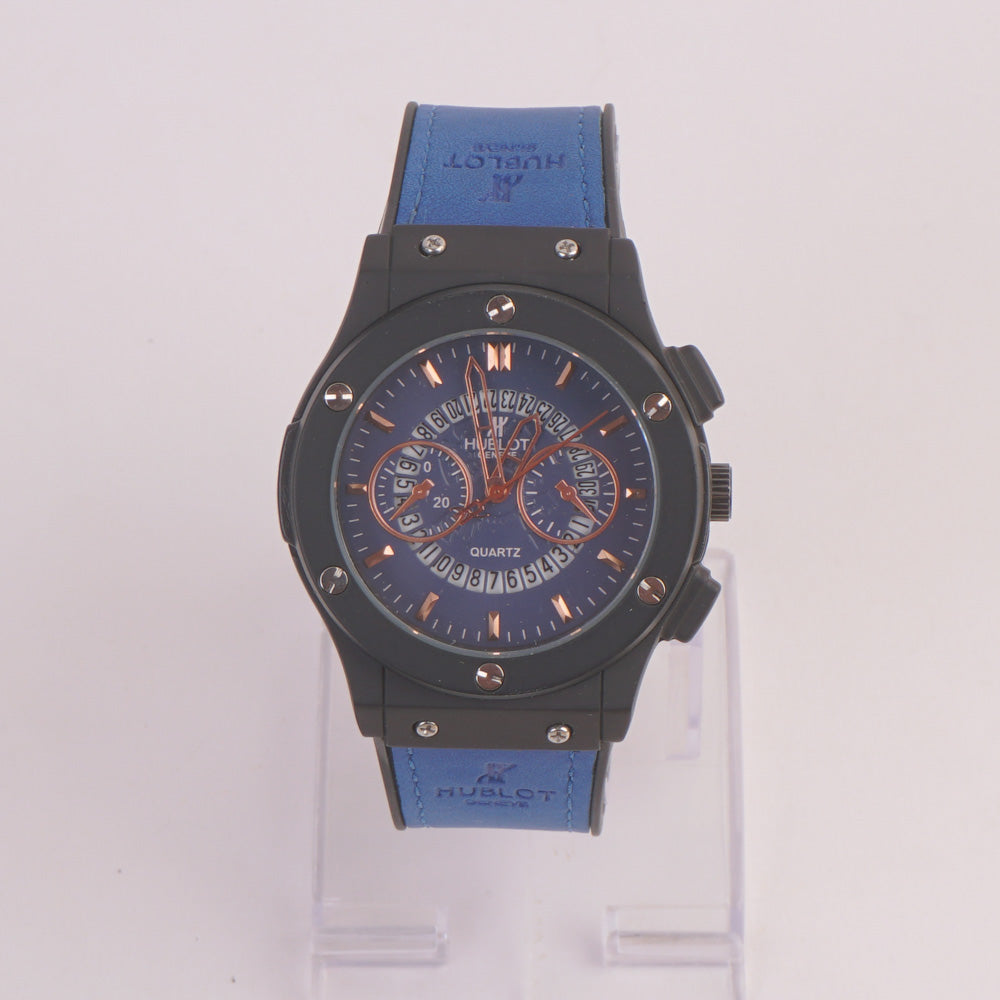 Blue Strap Golden Dial 1352 Men's Wrist Watch