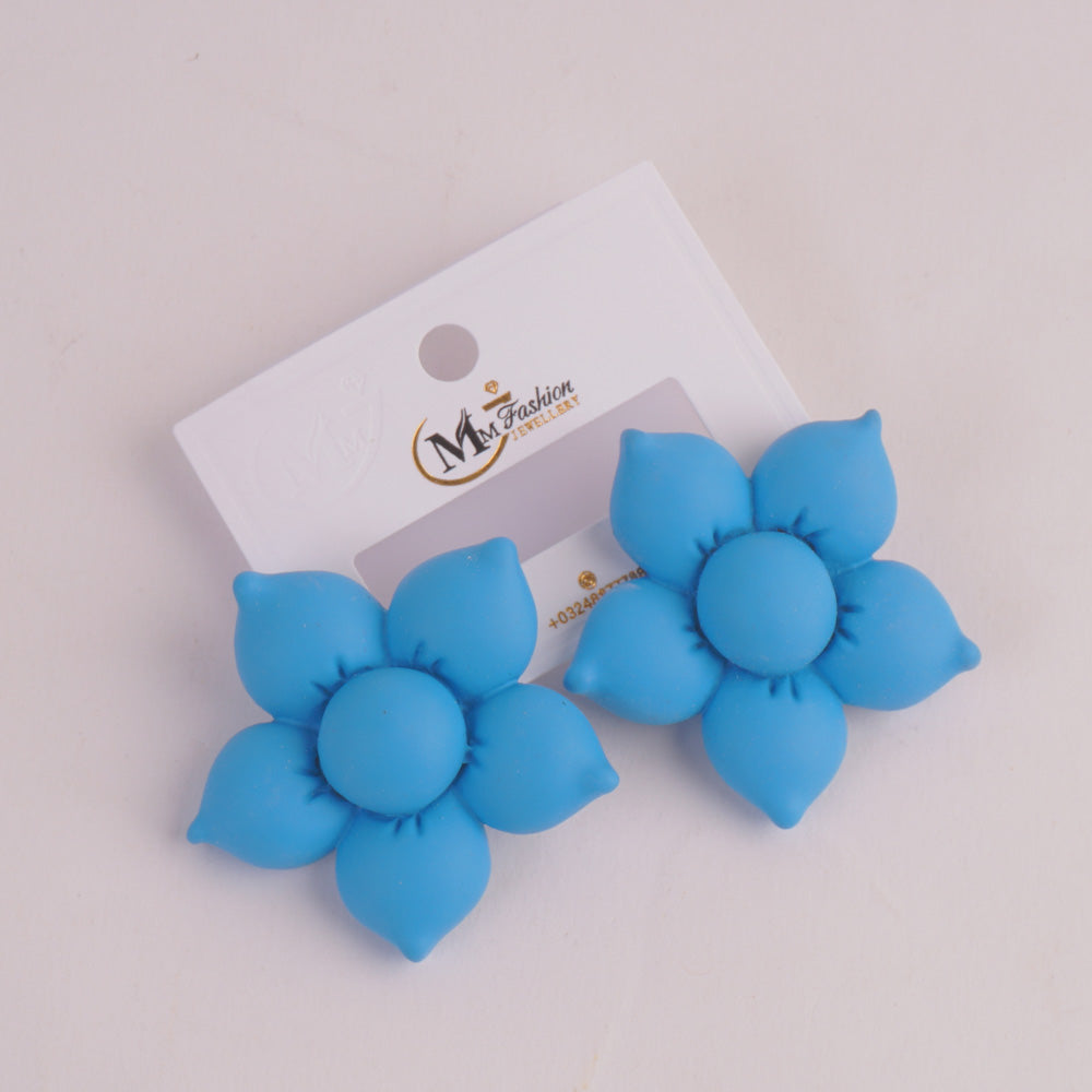 Women Flower Design Fashion Earring Light Blue