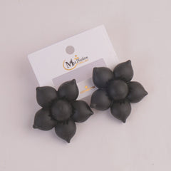 Women Flower Design Fashion Earring Black