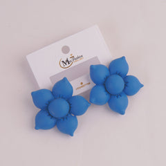 Women Flower Design Fashion Earring Blue