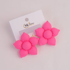 Women Flower Design Fashion Earring Pink
