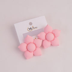 Women Flower Design Fashion Earring Light Pink