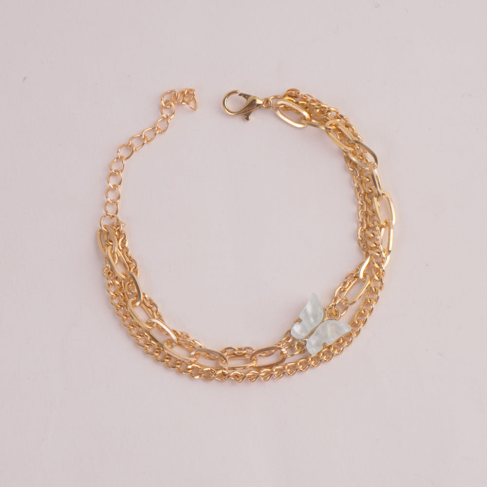 Womens Golden Chain Bracelet White