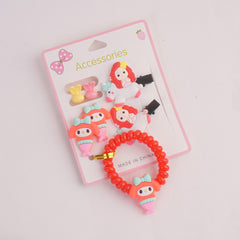 Girls Hairband Hair Clip With Bracelets Red