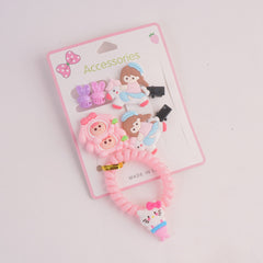 Girls Hairband Hair Clip With Bracelets Pink
