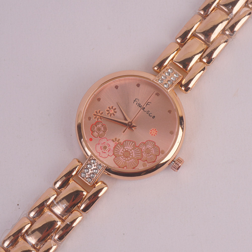 Women Rosegold Chain Watch Pink Dial FCO