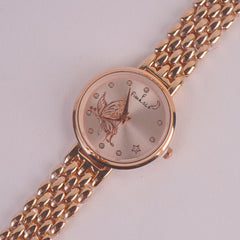 Women Rosegold Chain Watch Pink Dial FCO