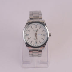 Mens Silver Chain Wrist Watch Silver Dial