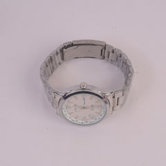 Mens Silver Chain Wrist Watch Silver Dial