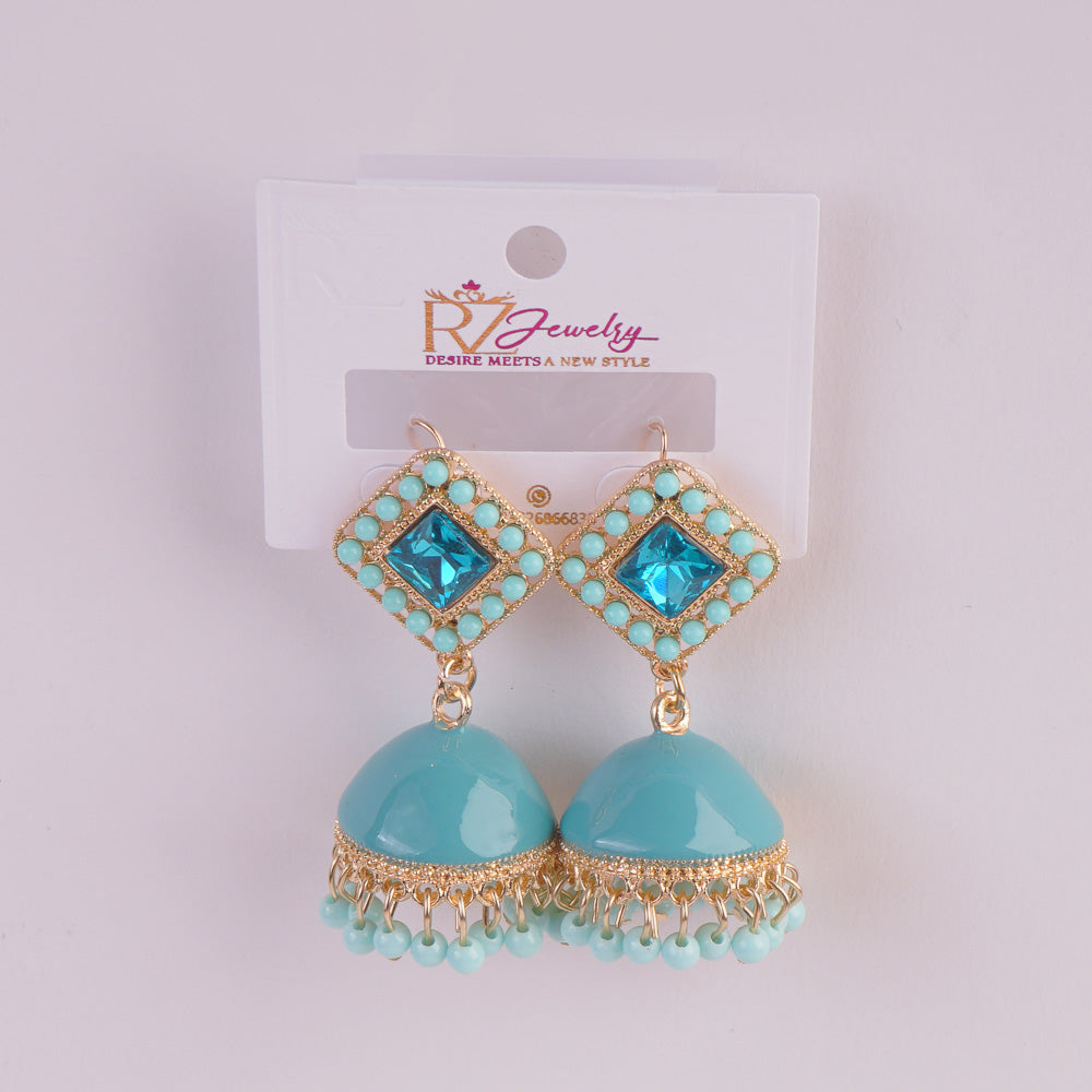 Women Traditional Earring Cyan Color