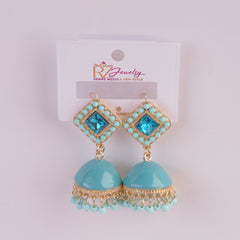 Women Traditional Earring Cyan Color