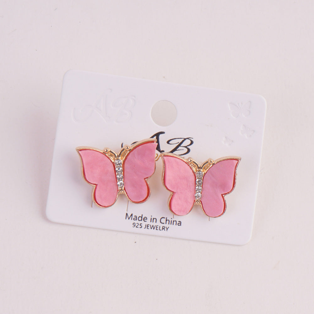 Women Butterfly Design Earring Pink