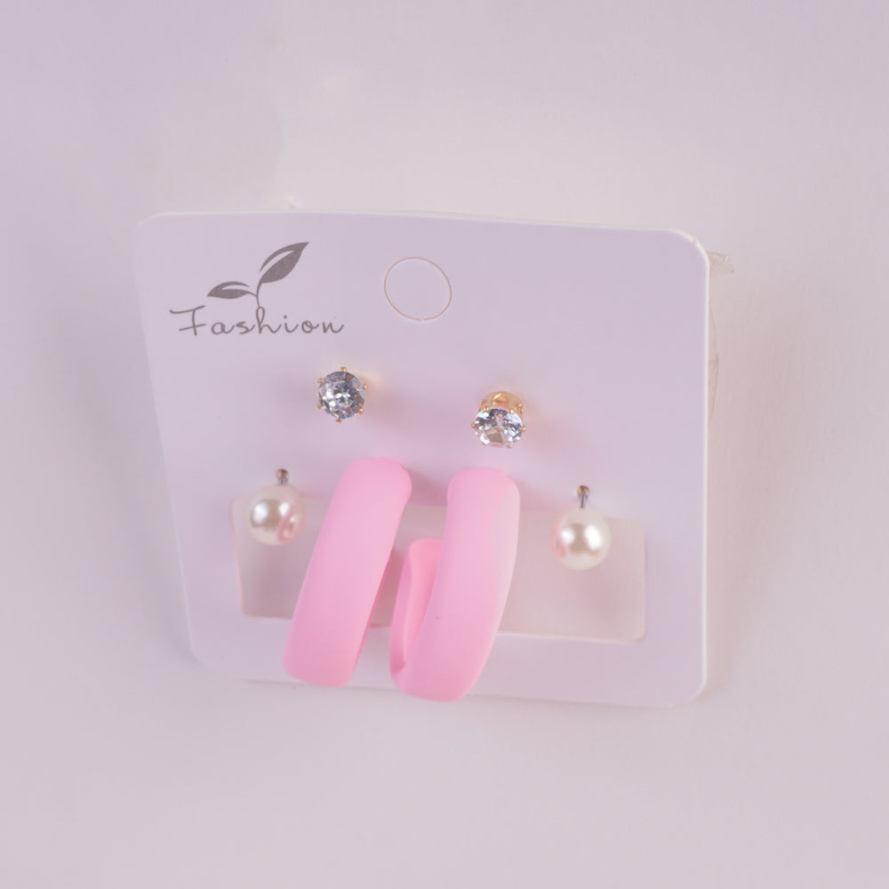 Women Earring Set Light Pink
