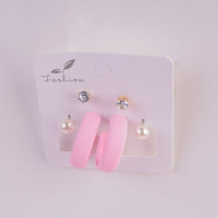 Women Earring Set Light Pink