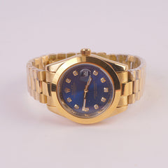 Mens Chain Golden Wrist Watch Blue R
