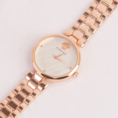 Womens Chain Watch Rosegold with White Dial