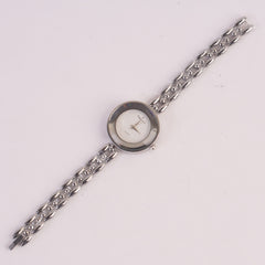 Women Silver Chain Watch With White Dial
