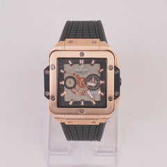 Black Strap Rosegold Dial Men's Wrist Watch HB